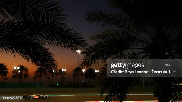 Lando Norris of Great Britain driving the McLaren MCL36 Mercedes on track during practice ahead of the F1 Grand Prix of Abu Dhabi at Yas Marina...