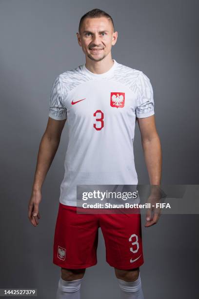 Artur Jedrzejczyk of Poland poses during the official FIFA World Cup Qatar 2022 portrait session on November 18, 2022 in Doha, Qatar.