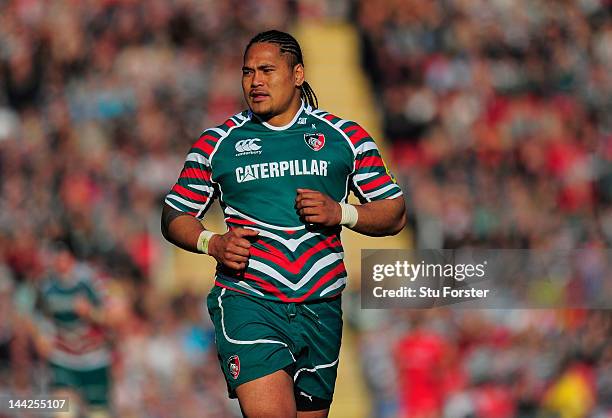 Tigers wing Alesana Tuilagi looks on during the Aviva Premiership Semi Final between Leicester Tigers and Saracens at Welford Road on May 12, 2012 in...