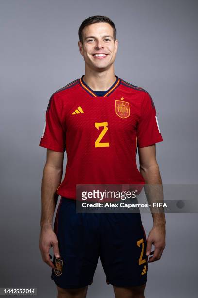 Cesar Azpilicueta of Spain poses during the official FIFA World Cup Qatar 2022 portrait session on November 18, 2022 in Doha, Qatar.