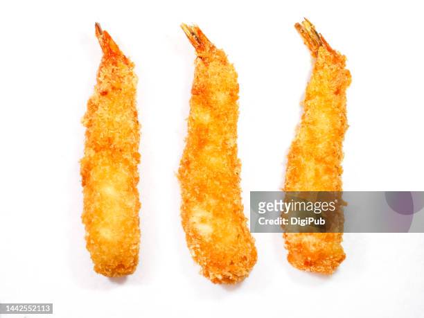 ebi furai, japanese style fried shrimps - frituur stockfoto's en -beelden
