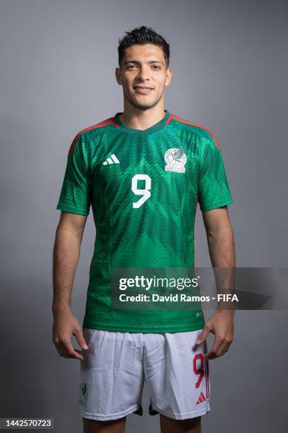 Raul Jimenez of Mexico poses during the official FIFA World Cup Qatar 2022 portrait session on November 18, 2022 in Doha, Qatar.