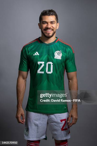 Henry Martin of Mexico poses during the official FIFA World Cup Qatar 2022 portrait session on November 18, 2022 in Doha, Qatar.