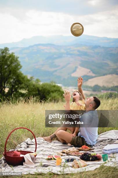 father and child having playful time - fathers day lunch stock pictures, royalty-free photos & images