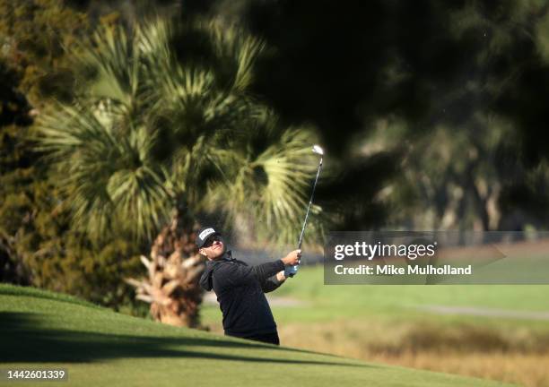 David Lingmerth of Sweden plays a shot on the eighth hole at Sea Island Resort Seaside Course on November 18, 2022 in St Simons Island, Georgia.