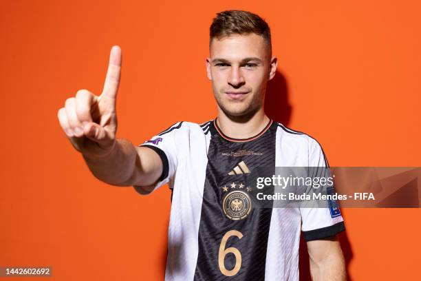 Joshua Kimmich of Germany poses during the official FIFA World Cup Qatar 2022 portrait session on November 17, 2022 in Doha, Qatar.