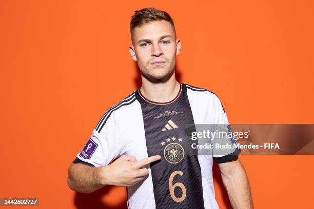 Joshua Kimmich of Germany poses during the official FIFA World Cup Qatar 2022 portrait session on November 17, 2022 in Doha, Qatar.