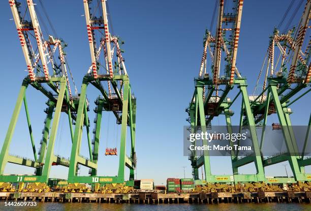 Container cranes stand idle at the Port of Los Angeles amid a cargo slowdown on November 16, 2022 in Los Angeles, California. The country’s busiest...