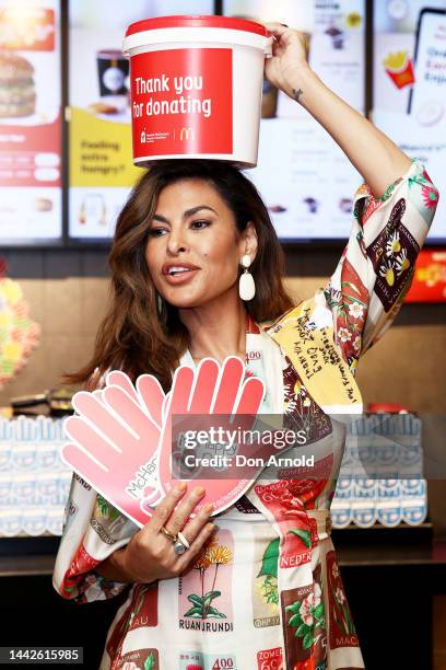 Eva Mendes launches McHappy Day 2022 at McDonald's Haberfield on November 19, 2022 in Sydney, Australia.