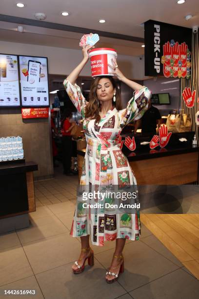 Eva Mendes launches McHappy Day 2022 at McDonald's Haberfield on November 19, 2022 in Sydney, Australia.