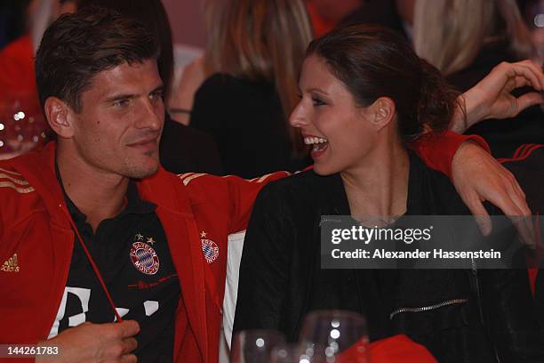 Mario Gomez of Muenchen and Silvia Meichel during the Bayern Muenchen party at Telekom representative office on May 13, 2012 in Berlin, Germany.