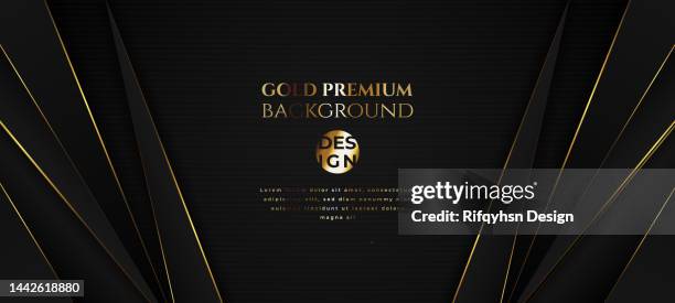 stockillustraties, clipart, cartoons en iconen met abstract elegant black luxury background with gold line. modern futuristic background . can be design for landing page, book covers, brochures, flyers, magazines, any brandings, banners, headers, presentations, and wallpaper backgrounds - zwarte achtergrond
