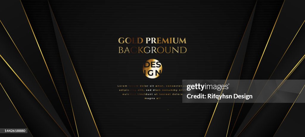 Abstract elegant black luxury background with gold line. Modern futuristic background . Can be design for landing page, book covers, brochures, flyers, magazines, any brandings, banners, headers, presentations, and wallpaper backgrounds