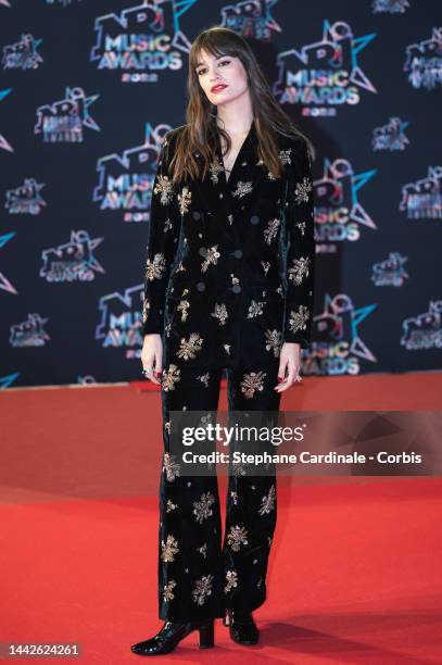 Clara Luciani attends the 24th NRJ Music Awards - Red Carpet arrivals at Palais des Festivals on November 18, 2022 in Cannes, France.