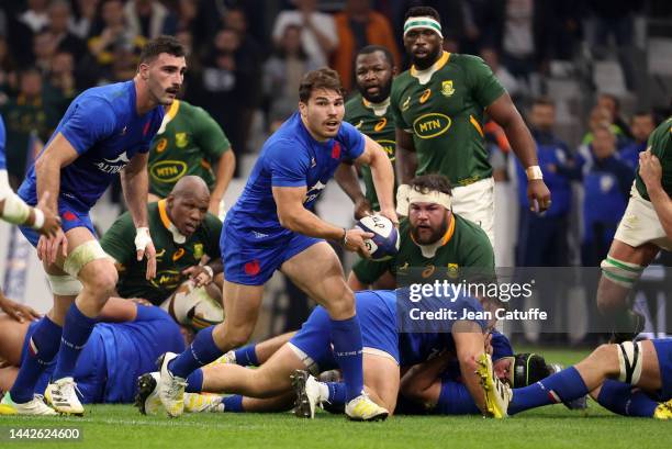 Antoine Dupont, Charles Ollivon of France during the Autumn Nations Series international test match between France and South Africa at Velodrome...