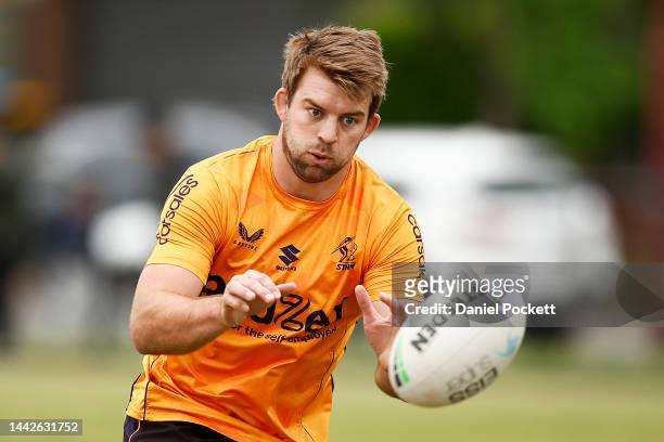 Christian Welch of the Storm in action during a Melbourne Storm NRL pre-season training session at Werribee Bears RLFC on November 19, 2022 in...