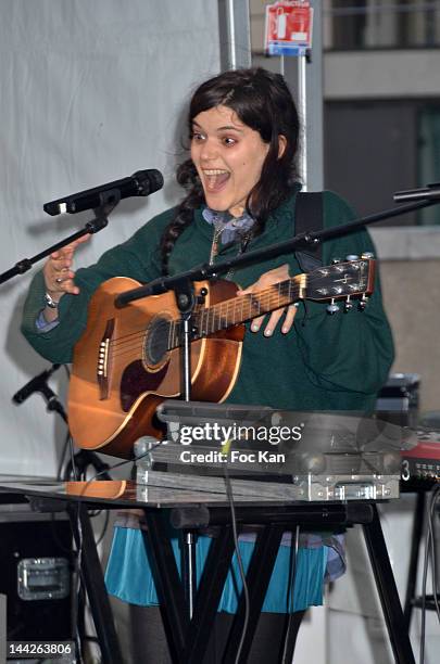 Singer Stephanie Sokolinski aka. Soko performs during the Veillee Foodstock Party 3rd Night At MAC/VAL Vitry on May 12, 2012 in Vitry sur Seine,...