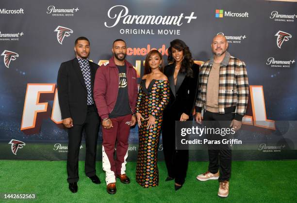 Rome Flynn, Omari Hardwick, Marsai Martin, Kelly Rowland and Anton Cropper attend the 'Fantasy Football' Atlanta Premiere & Event on November 18,...