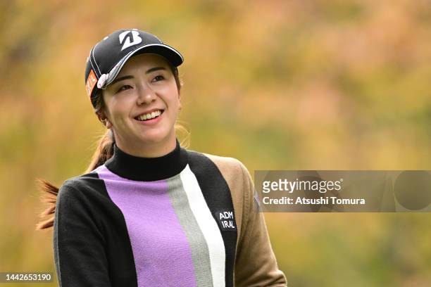 Kotone Hori of Japan smiles on the 5th hole during the third round of Daio Paper Elleair Ladies at Elleair Golf Club Matsuyama on November 19, 2022...