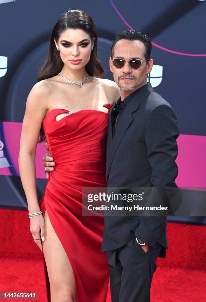 Nadia Ferreira and Marc Anthony attends The 23rd Annual Latin Grammy Awards at Michelob ULTRA Arena on November 17, 2022 in Las Vegas, Nevada.