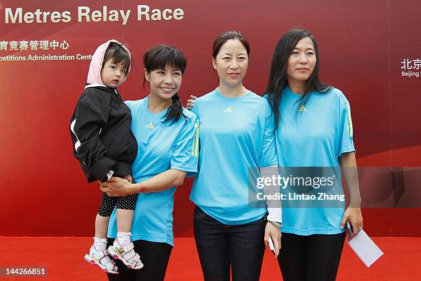 Chinese Athletic Olympic Champions Ms.Yueling Chen;Ms. Liping Wang and Junxia Wang attends the IAAF centenary celebration at the Beijing Olympic Park...
