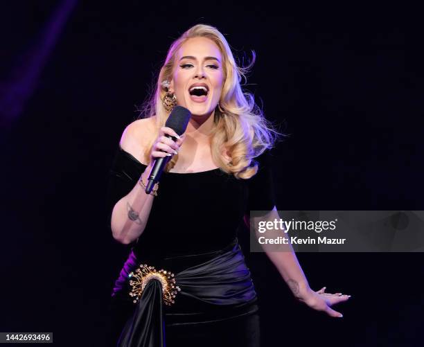 Adele performs onstage during the "Weekends with Adele" Residency Opening at The Colosseum at Caesars Palace on November 18, 2022 in Las Vegas,...