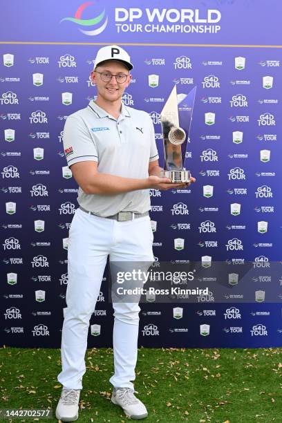 Rasmus Lia of Sweden celebrates with the trophy after winning the G4D Tour Seriers Finale @ DP World Tour Championship as part of the Day Three of...