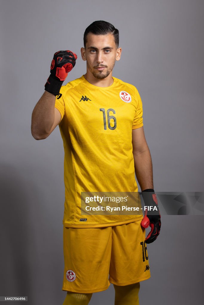Aymen Dahmen of Tunisia poses during the official FIFA World Cup