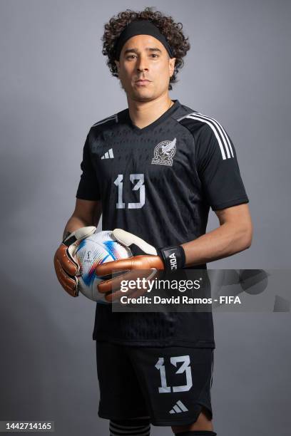 Guillermo Ochoa of Mexico poses during the official FIFA World Cup Qatar 2022 portrait session on November 18, 2022 in Doha, Qatar.