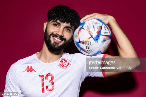 Ferjani Sassi of Tunisia poses during the official FIFA World Cup Qatar 2022 portrait session on November 18, 2022 in Doha, Qatar.