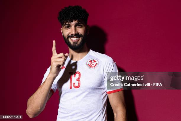 Ferjani Sassi of Tunisia poses during the official FIFA World Cup Qatar 2022 portrait session on November 18, 2022 in Doha, Qatar.