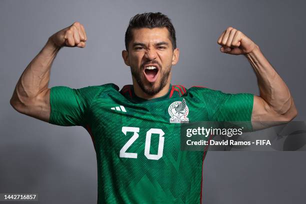 Henry Martin of Mexico poses during the official FIFA World Cup Qatar 2022 portrait session on November 18, 2022 in Doha, Qatar.