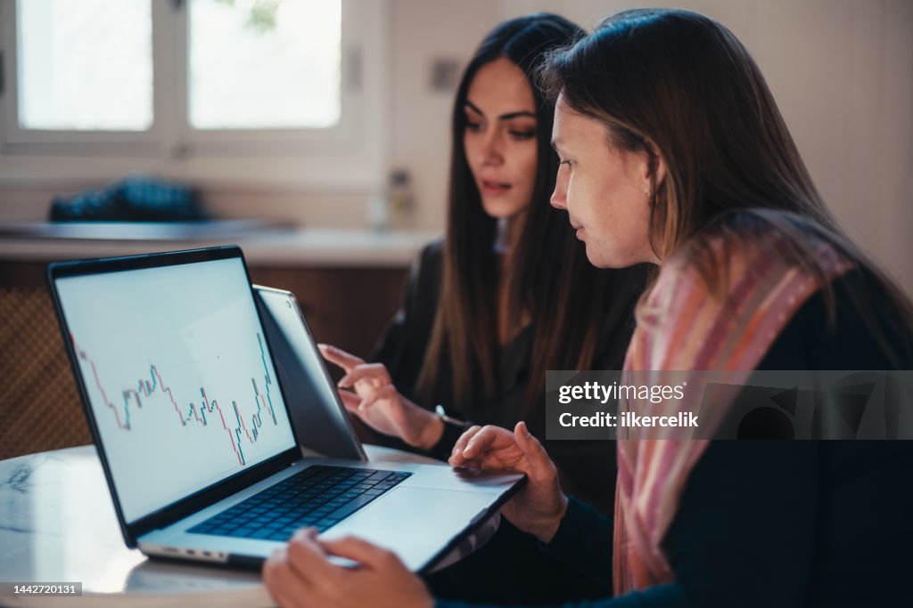 Entrepreneur People Having A Discussion On Their Stock Market Investment Using Laptop Computer And Digital Tablet