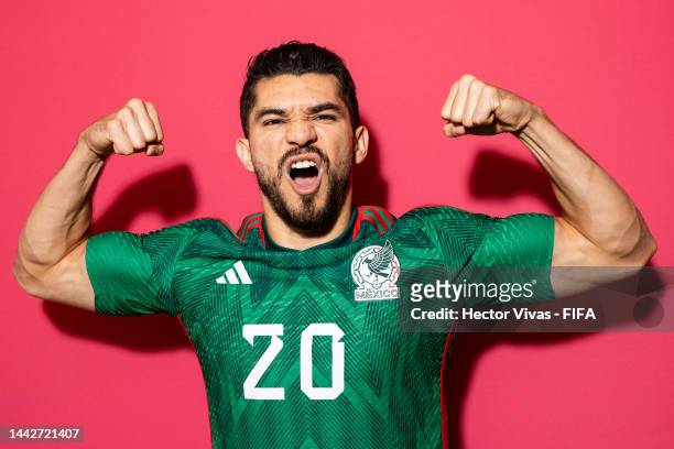 Henry Martin of Mexico poses during the official FIFA World Cup Qatar 2022 portrait session on November 18, 2022 in Doha, Qatar.