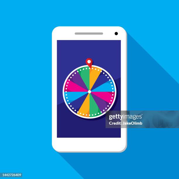 game show wheel smartphone icon flat - prize wheel stock illustrations