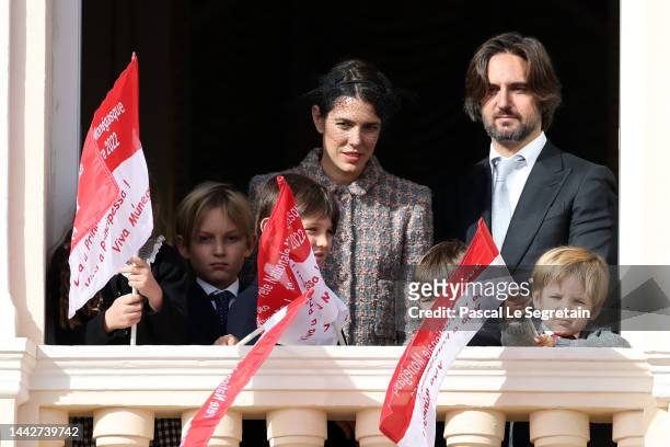 Charlotte Casiraghi and Dimitri Rassam with children Sasha Casiraghi, Raphael Elmaleh, Balthazar Rassam and Maximilian Casiraghi appear at the Palace...