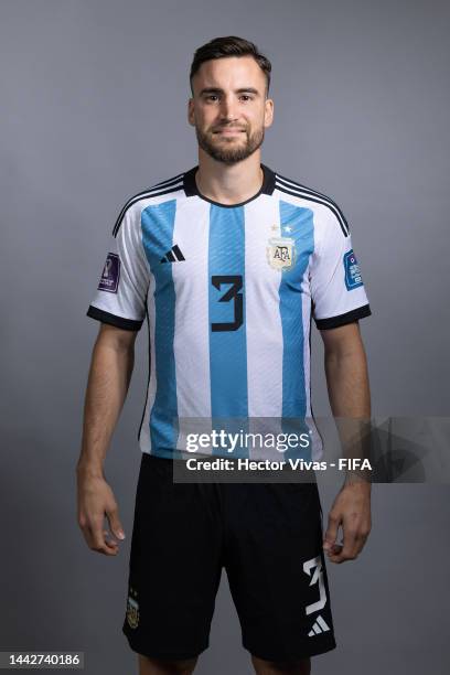 Nicolas Tagliafico of Argentina poses during the official FIFA World Cup Qatar 2022 portrait session on November 19, 2022 in Doha, Qatar.