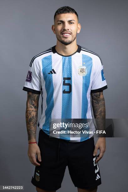 Leandro Paredes of Argentina poses during the official FIFA World Cup Qatar 2022 portrait session on November 19, 2022 in Doha, Qatar.