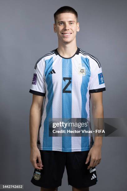 Juan Foyth of Argentina poses during the official FIFA World Cup Qatar 2022 portrait session on November 19, 2022 in Doha, Qatar.