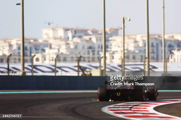 Max Verstappen of the Netherlands driving the Oracle Red Bull Racing RB18 on track during final practice ahead of the F1 Grand Prix of Abu Dhabi at...