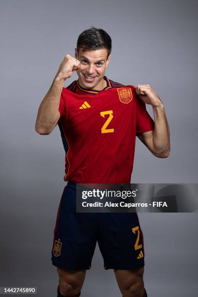 Cesar Azpilicueta of Spain poses during the official FIFA World Cup Qatar 2022 portrait session on November 18, 2022 in Doha, Qatar.