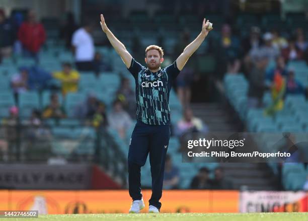 Liam Dawson of England gestures during Game 2 of the One Day International series between Australia and England at Sydney Cricket Ground on November...