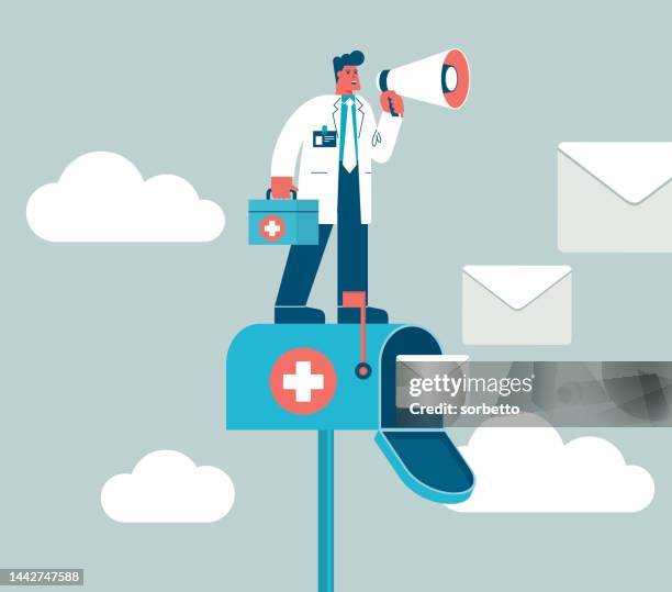 email and doctor - checking mailbox stock illustrations