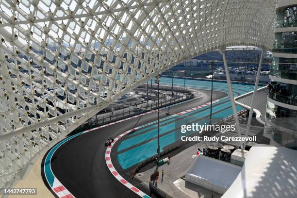 Carlos Sainz of Spain driving the Ferrari F1-75 on track during final practice ahead of the F1 Grand Prix of Abu Dhabi at Yas Marina Circuit on...