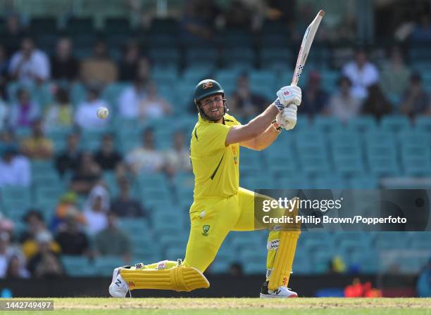 Mitchell Marsh of Australia bats during Game 2 of the One Day International series between Australia and England at Sydney Cricket Ground on November...