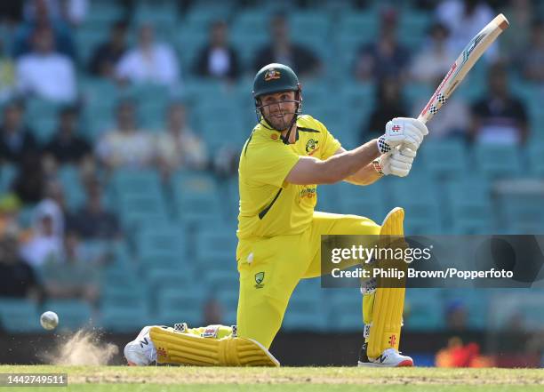 Mitchell Marsh of Australia bats during Game 2 of the One Day International series between Australia and England at Sydney Cricket Ground on November...