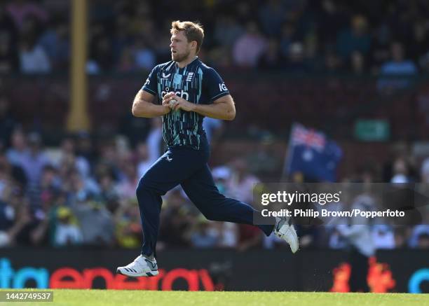 David Willey of England bowls during Game 2 of the One Day International series between Australia and England at Sydney Cricket Ground on November...