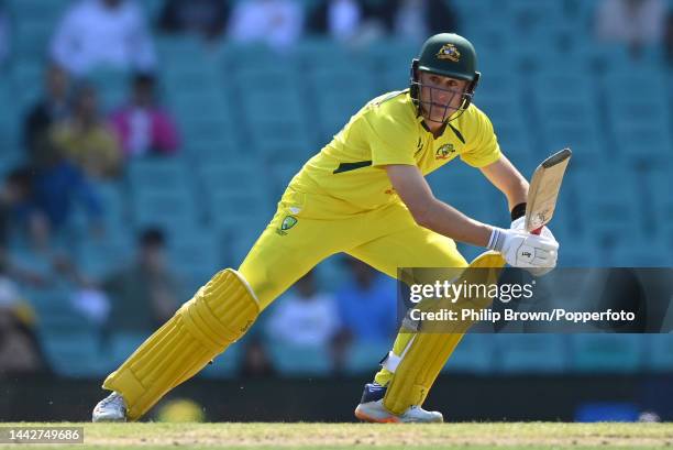 Marnus Labuschagne of Australia bats during Game 2 of the One Day International series between Australia and England at Sydney Cricket Ground on...