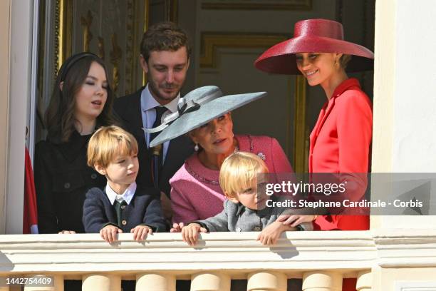 Princess Alexandra Of Hanover, Pierre Casiraghi, Stefano Casiraghi, Princess Caroline of Hanover, Francesco Casiraghi and Beatrice Borromeo appear at...