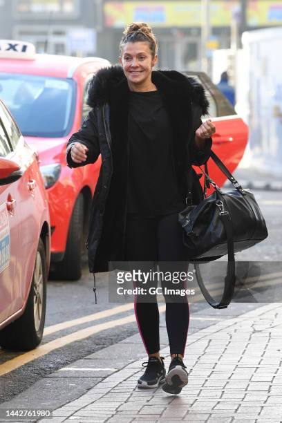 Kym Marsh heading to Strictly Come Dancing rehearsals at Tower Ballroom in Blackpool on November 19, 2022 in Blackpool, England.